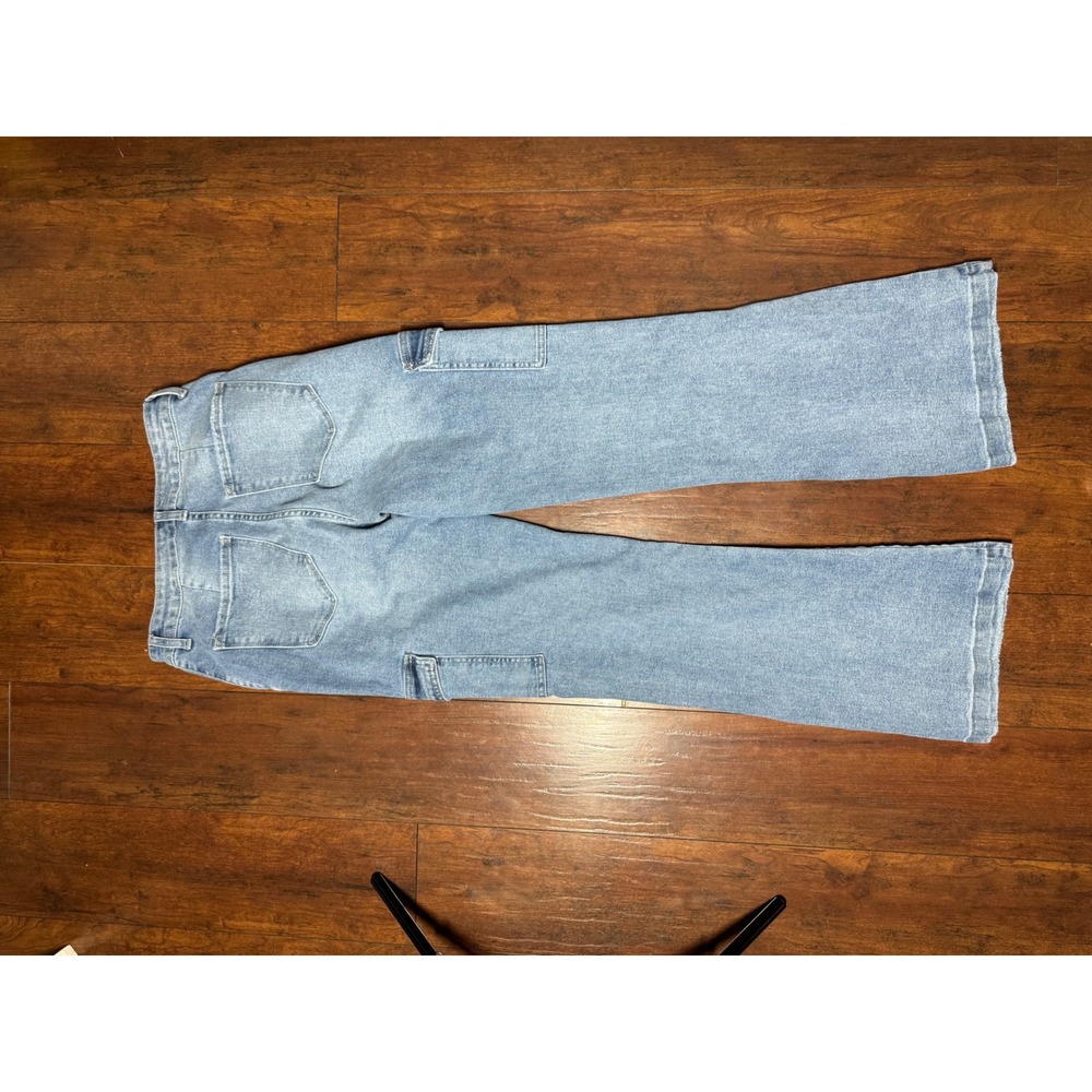 KanCan Cargo Wide Leg Flare Jeans Size 27 Light Wash Excellent KC5504M Utility - Picture 5 of 8